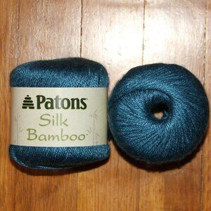 2 Skeins Patons Silk Bamboo Yarn Sapphire